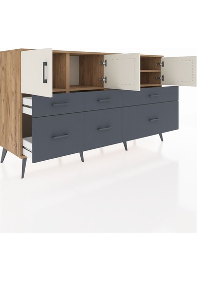 Hyperion Konsol 4 Raflı 6 Çekmeceli 4 Kapaklı 176x44x99 Çam-aytaş Çam-aytaşı/antrasit Hyperion Konsol 4 Raflı 6 Çekmeceli 4 Kapaklı 176x44x99 Çam-aytaş Çam-aytaşı/antrasit