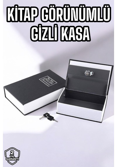 Büyük Boy Anahtarlı Kitap Görünümlü Gizli Kasa Çelik Kasa Altın Kasası