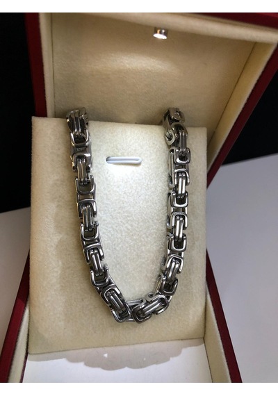 6mm Kral Beyaz Renk Erkek Çelik Kolye Işıklı Kutuda Sevgiliye Eşe Babaya Kolye Beyaz