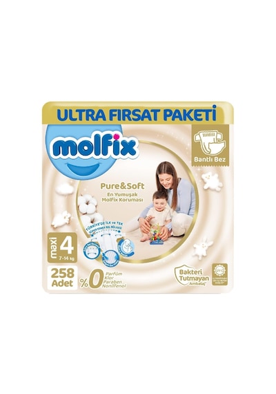 Molfix Pure Soft Ultra Avantaj Bebek Bezi 4 Beden 86x3 258 Adet 3'lü