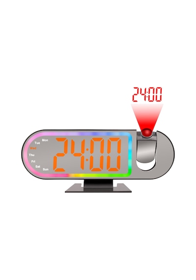 Valkyrie Rgb Işıklı Projeksiyonlu Dijital Alarm Saat 17 Modlu Led Ekranlı Çalar Saat Siyah