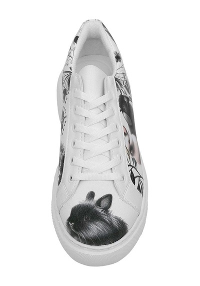 Kadın Vegan Deri Beyaz Sneakers - Fluffy Tasarım Çok Renkli