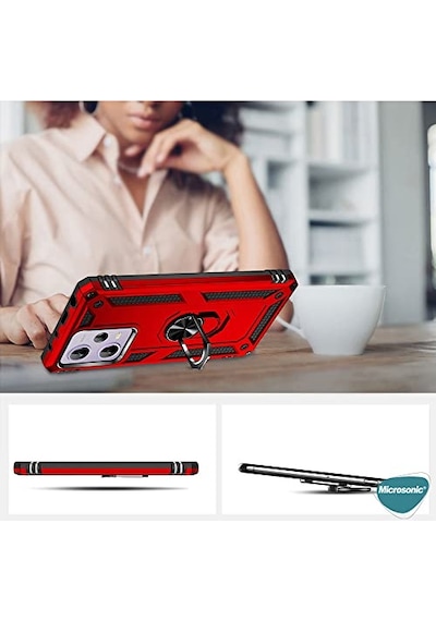 Tr Pro 5g Kılıf Military Ring Holder Kırmızı 12 Pro 5g İle Uyumlu Kılıf - Kırmızı Diğer