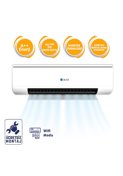 Aura New 12.000 Btu A++ R32 Inverter Klima Wifi Bağlantılı