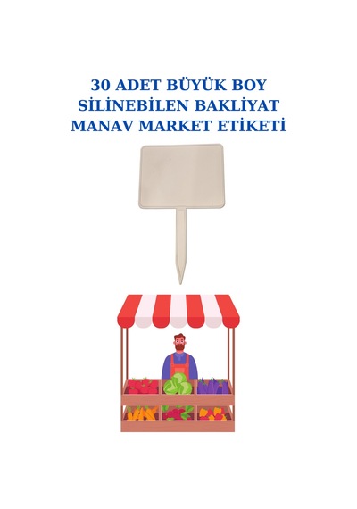 Yaz Sil Büyük Boy Sapla Bakliyat Etiketliği 30 Adet Manav Pazarcı Etiketi 002 Beyaz