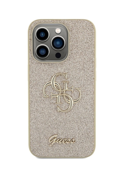 Apple Uyumlu iPhone 15 Pro Max Kılıf Guess Lisanslı 4g Büyük Metal Logolu Glitter Kapak Siyah