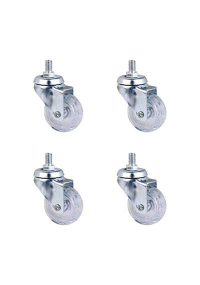 Furç Vidalı Bilyalı Teker - 20x50 - Şeffaf Hks188 - 4 Adet Çok Renkli