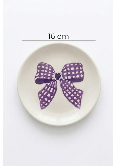 Lila Gift 4 Lü Seramik Tatlı Tabağı 16 Cm Lila Çiçek Desenli Pasta Kahvaltı Sunum Tabak Seti Şık Beyaz
