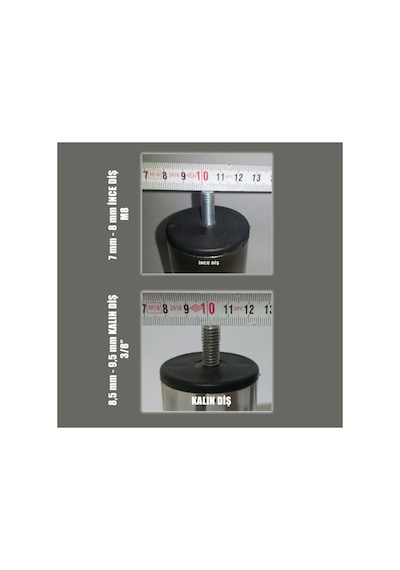Metal Baza Koltuk Kanepe Sehpa Ayağı Krom 12 Cm M8 Ince Diş 6'lı Metalik