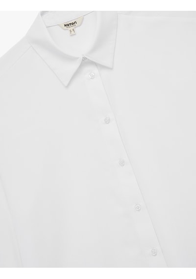 Koton Regular Fit Pile Detaylı Uzun Kollu Poplin Gömlek Beyaz 6wak60070uw Beyaz
