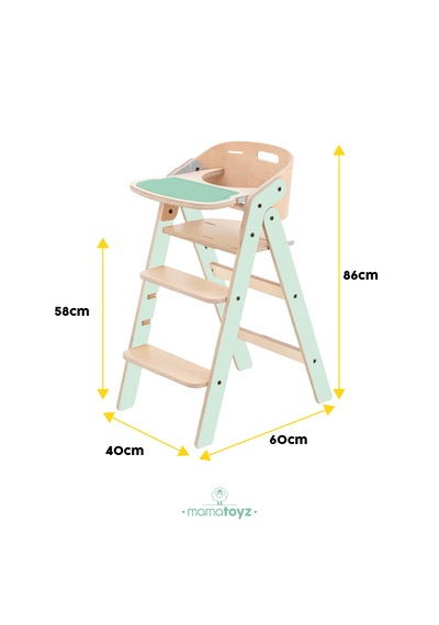 Mamatoyz Mychair All İn One Mint Versiyonu Doğal Ahşap Mama Sandalyesi