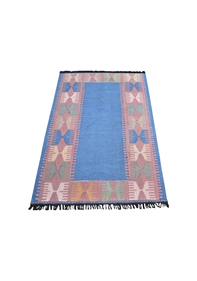 Zehra Abla Halı Yeni El Dokuma Ender Taraklı Mavi İran Şiraz Yün Kilim 7472 Çok Renkli