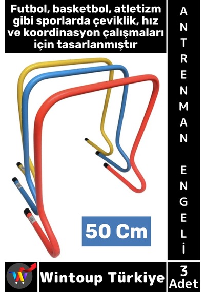 Antrenmanmalzemesi Futbol Basketbol Atletizm Fitness Hız Çeviklik Antrenman Engeli 50 Cm X 3 Adet Çok Renkli