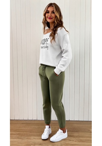 COJans Kadın Tek Omuzdan Açıklı Uzun Kollu Şardonlu Üç Iplik Bluz Ve Pantolon Ikili Takım Göründüğü Gibi COJans Kadın Tek Omuzdan Açıklı Uzun Kollu Şardonlu Üç Iplik Bluz Ve Pantolon Ikili Takım Göründüğü Gibi