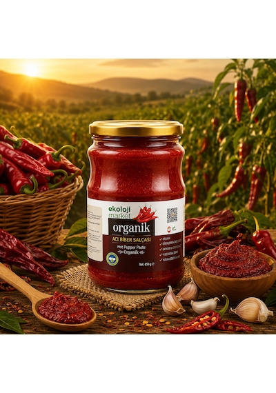 Organik Glutensiz Acı Biber Salçası 650 Gr.