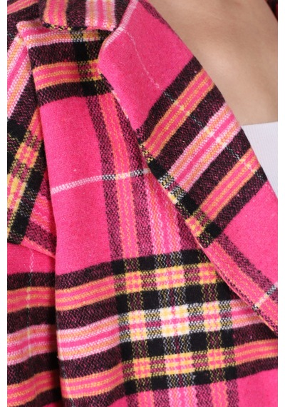 Armonika Kadın Pembe Erkek Yaka Yanları Yırtmaçlı Oversize Ceket Arm-26k001009