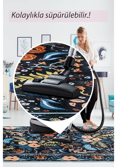 Artloop Fuga Kadife Dokulu Siyah/beyaz Modern Desenli Halı Ka 19