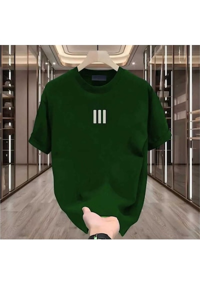 Kozia Outdoors Maloçbey 3 Çizgi Baskılı Oversize Unisex Basic O Yaka T-shirt Yeşil