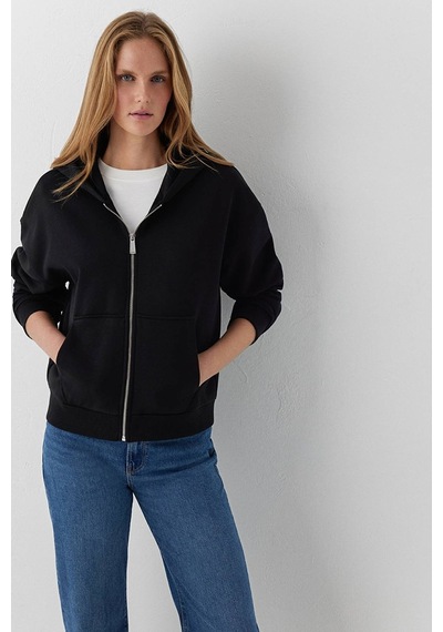 Mavi Fermuarlı Basıc Sweatshırt Siyah Siyah Kadın Sweatshirt M1s10570-900