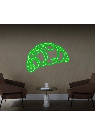 Kruvasan Şekilli Neon Tabela Yeşil