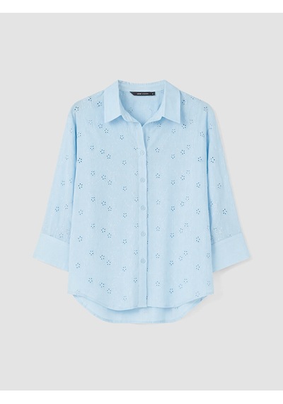 Lcw Vision Mavi Oversize Kadın Brode Gömlek