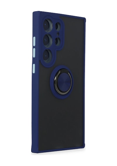 Newface - 689 - Samsung Galaxy Uyumlu S24 Ultra Kılıf Montreal Yüzüklü Silikon Kapak - Csmo-tex - - Lacivert