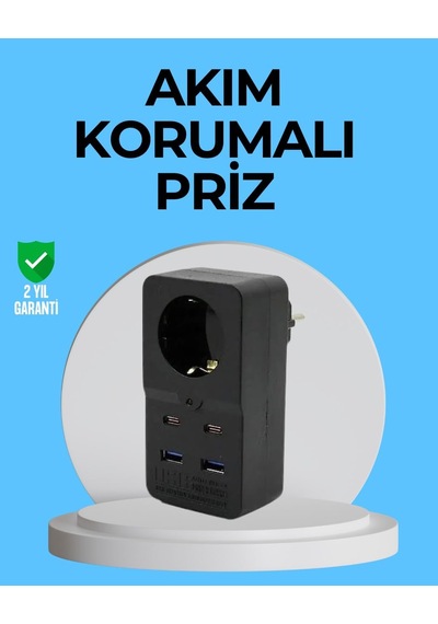 Tr Termal Korumalı Priz Otomatik Çocuk Kilidi 4 Usb Type C 0