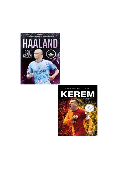 Sahanın Yıldızları Kerem - Haaland Büyük Poster Sticker Futbolcu Kartı Hediyeli 2 Kitap