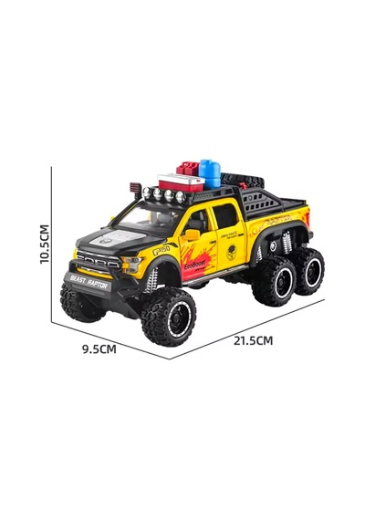 Ford Raptor F150 1:28 Diecast Metal Pikap Egzoz Dumanlı Model 21.5 Cm Uzunluk Karışık