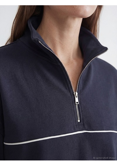 Lcw Modest Lacivert Dik Yaka Oversize Kadın Sweatshirt