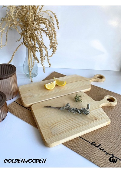 Doğal Ahşap Sunum Tabağı Set Ahşap Sunumluk Beyaz Çam Boy:46cm En:14cm Boy:36cm En:18,5cm