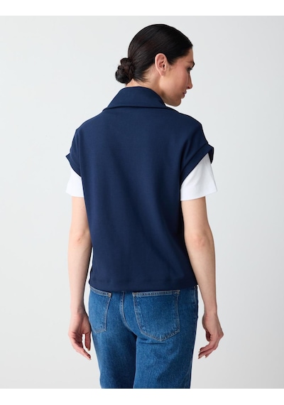 Jimmy Key Jimmy Key Lacivert Fermuarlı Balıkçı Yaka Kolsuz Örme Sweatshirt 6sw235710494