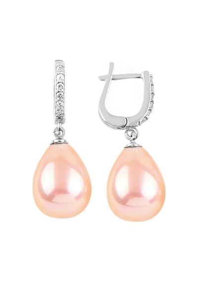 Gümüş Sallantılı Pembe Gerçek Inci Küpe