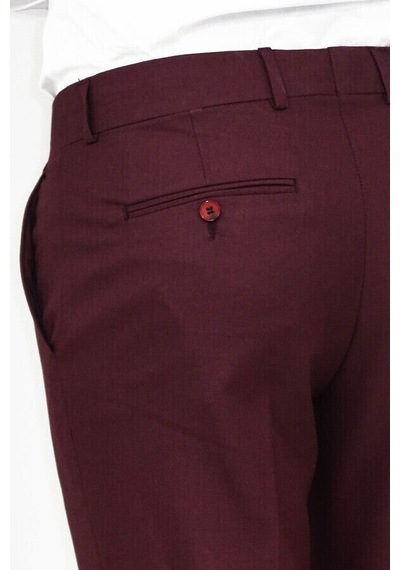 Wessi Slim Fit Desensiz Kumaş Bordo Erkek Pantolon Bordo