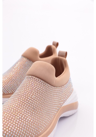 Dgn 730 Kadin Kalin Taban Bağcikli Sneaker Ayakkabi 730-2239-R0152 Bej