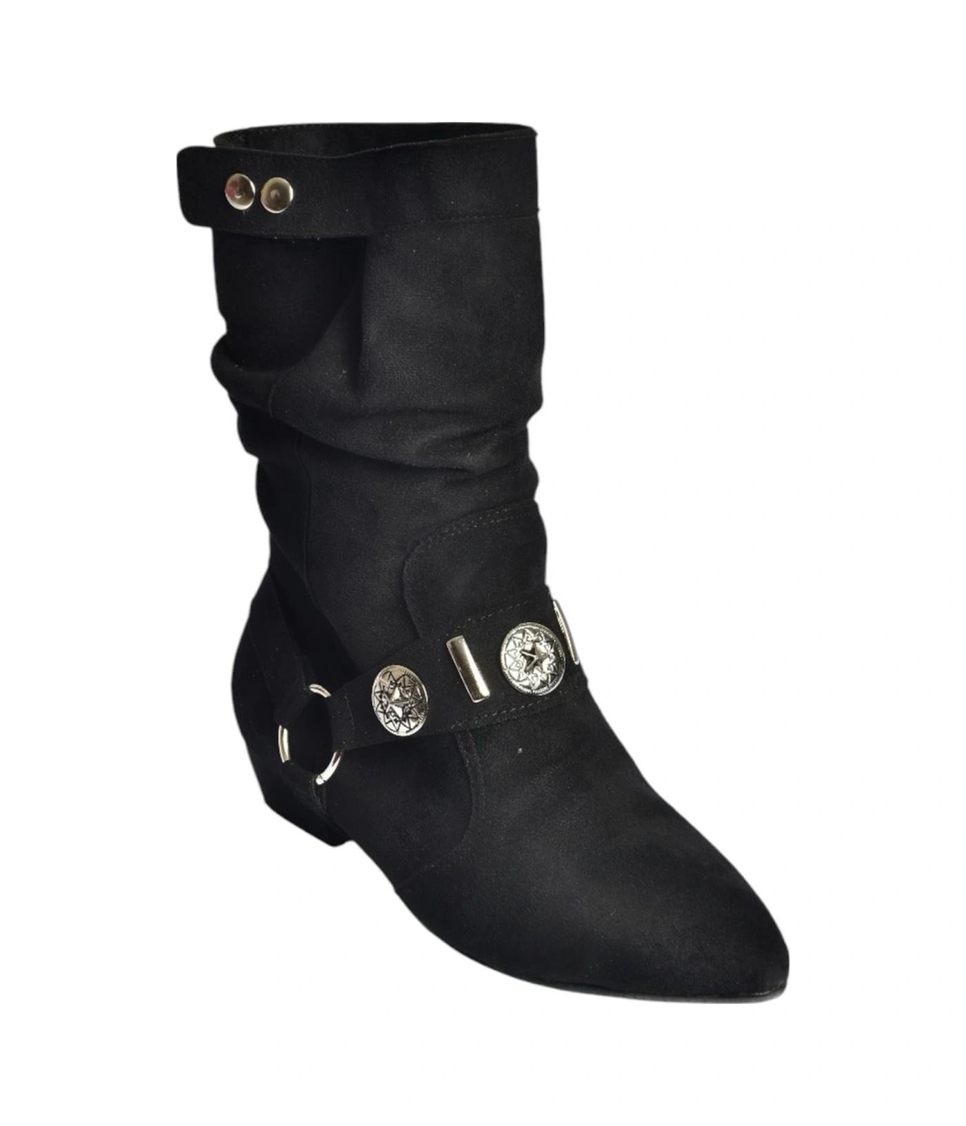Fox Shoes V380519002 Siyah Süet Düz Tabanlı Rahat Kalıp Kadın Bot Siyah-Süet