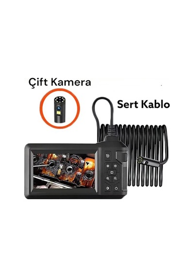Vtn-008 Ekranlı Çift Kameralı 10 Mt Sert Kablo Yılan Endoskop Kamera 8 Mm 4.3 Inc 42933944
