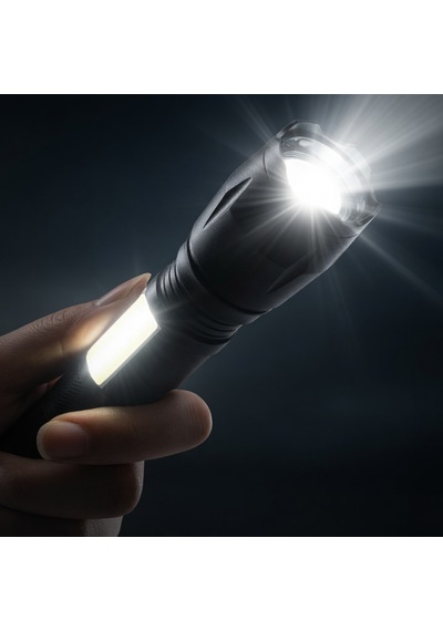 Şarjlı Zoomlu Güçlü Led Çift Aydınlatmalı Usb Portlu Güçlü El Feneri Deprem,araç,yürüyüş,doğa,kamp Aydınlatması Siyah
