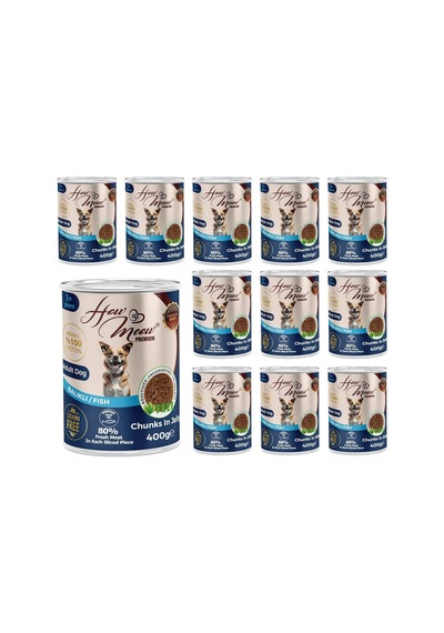 How Meow Yetişkin Köpek Balıklı Ve Jöleli Konserve Yaş Mama 400 Gr X 12 Adet