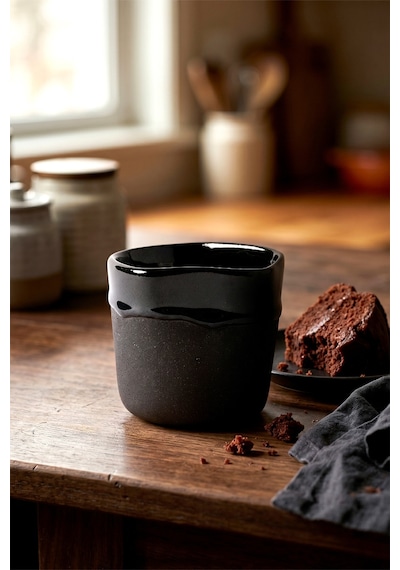 Must Siyah Mavi Stoneware Hareli El Yapımı Mug Fincan 2li Set 8637