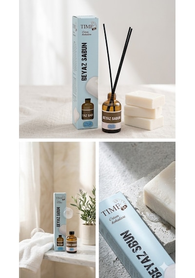 Tıme24 Beyaz Sabun Oda Kokusu 50 Ml Çubuklu Ortam Kokusu Kalıcı Ferah Ev & Ofis Kokusu Reed Diffuser Diğer
