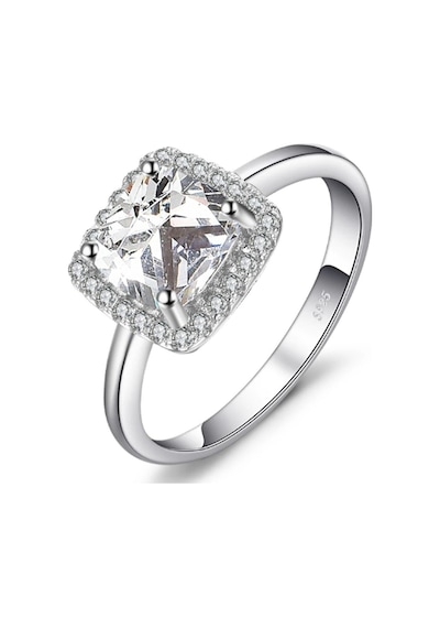 Brezza Lusso Jewelry 1.90 Karat Prenses Kare Taşlı Dia Tektaş Kare Kadın Gümüş Yüzük 14
