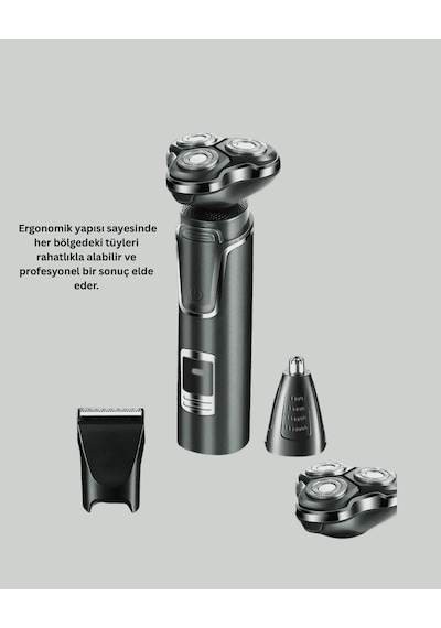 Şarjlı Tıraş Makinesi Saç Sakal Burun Kulak İçin Kablosuz Kuru Kullanım Diğer