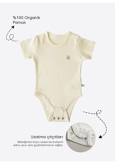 Kitikate Organik New Basic Uzayan Kısa Kol Body Natural Naturel