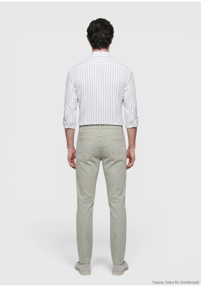 Ramsey Haki Dokuma Slim Fit Casual Pamuk Karışımlı Pantolon