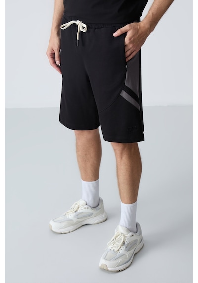 Air Jones Tommy Life Siyah Pamuklu Kalın Yumuşak Dokulu Standart Fit Basic Erkek Şort - 81281 Siyah