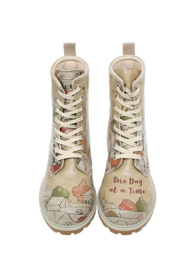 Kadın Vegan Deri Bej Uzun Bot - One Day At A Time Tasarım Multicolor