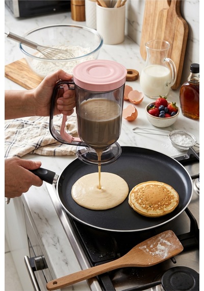 Royalgross Siyah-pembe Pratik Hamur Porsiyonlayıcı 900 Ml Ölçekli Krep Pankek Waffle Kek Muffin Hamur Dağıtıcı Akıtıcı