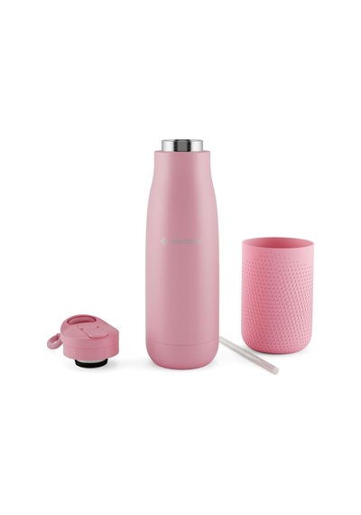 Pembe 500 Ml Çelik Okul Matarası - Silikon Gövdeli Nokta Çelik Termos - 50025 Diğer