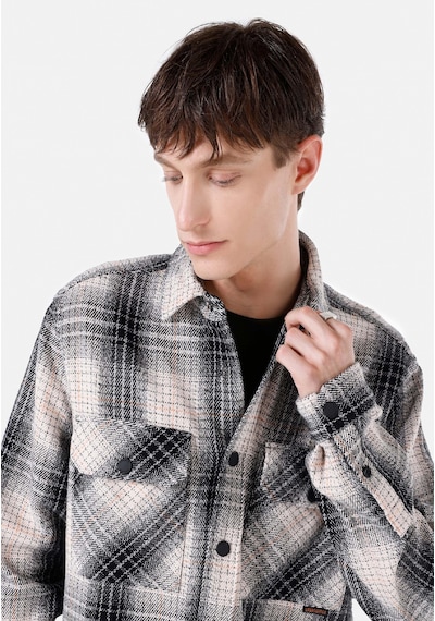 Colin's Colins Comfort Fit Shirt Neck Ekoseli Erkek Siyah Uzun Kol Gömlek Cl1066776 Q1.v1 Blk Siyah